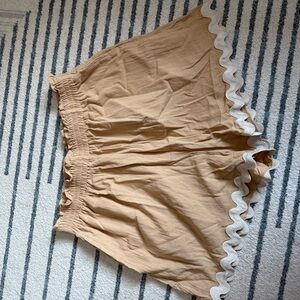 Tan Ruffle Hem Shorts